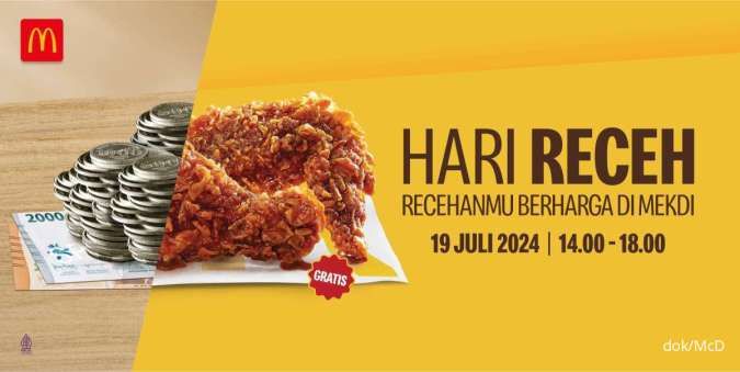 Promo McD Hari Receh 19 Juli 2024, Tukar Recehan Gratis 2 Korean Soy Garlic Wings