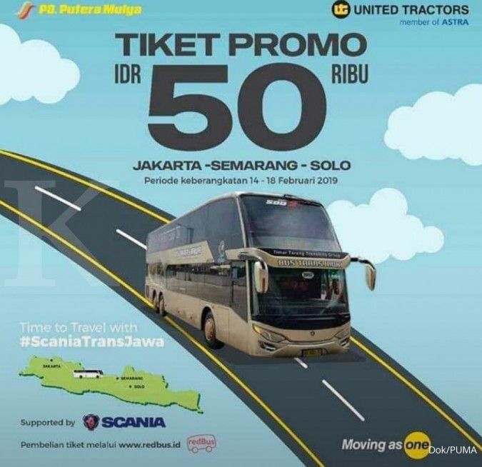 Ada promo tiket Rp 50.000 bus eksekutif Putra Mulya jurusan Jakarta-Semarang-Solo