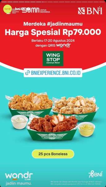 Promo Wondr by BNI di Wingstop Spesial Kemerdekaan 17-20 Agustus 2024