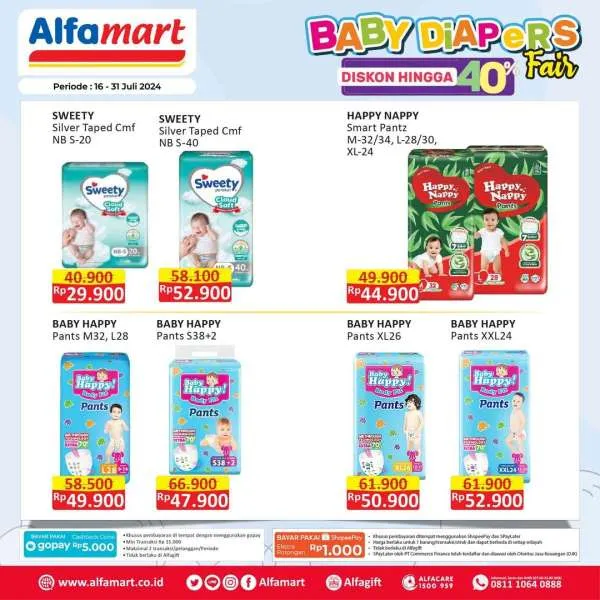 Promo Alfamart Baby Diapers Fair Diskon s/d 40% Periode 16-31 Juli 2024