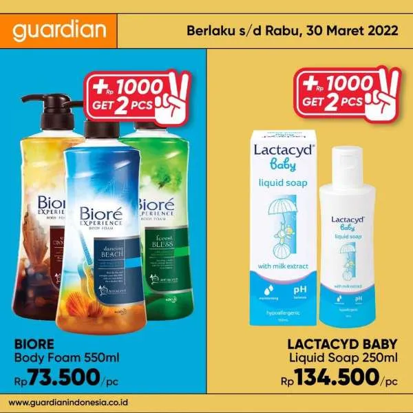 Promo Guardian +1000 Get 2 Pcs Periode 24-30 Maret 2022