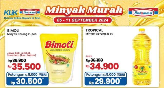 Promo Indomaret Minyak Murah Periode 5-11 September 2024, Khusus Ukuran 2 Liter