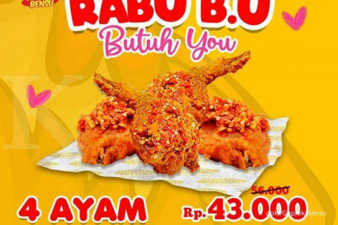 Promo Geprek Bensu 2 Maret 2022, Tiap Rabu Ada Promo 4 Ayam Rp 43.000