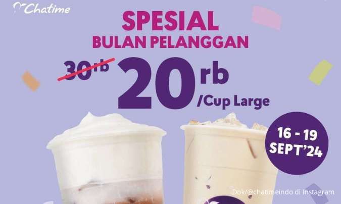 Promo Chatime Spesial Bulan Pelanggan 16-19 September 2024, Hanya Rp 20.000-an