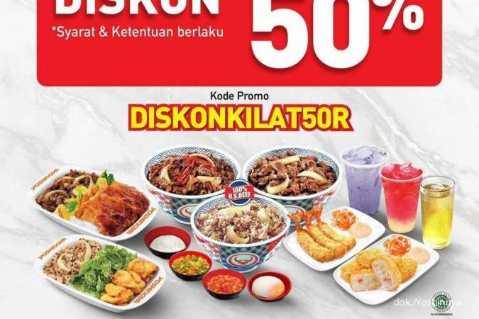 Promo Flash Sale 7.7 Yoshinoya 6-8 Juli 2022, Ada Diskon 50% di Jam 2-5 Sore