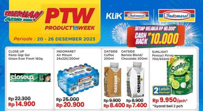 Promo PTW Indomaret Periode 20-26 Desember 2023, Ada Promo Beli 2 Gratis 1 & Cashback