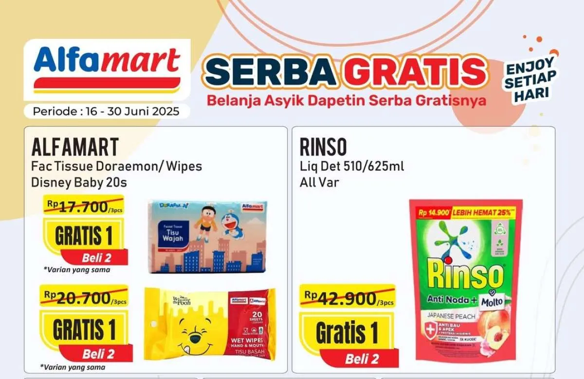 Promo Deterjen di Alfamart & Superindo Weekday Terbaru Juni 2025, Ada Beli 2 Gratis 1