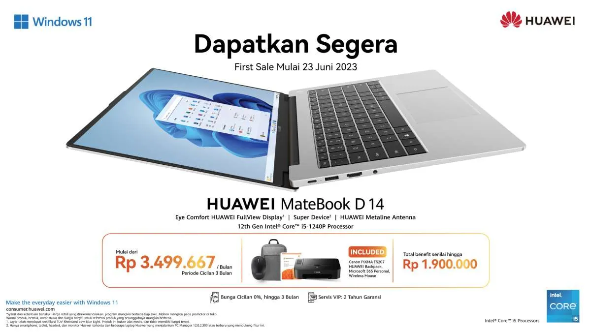 Huawei Luncurkan 2 Laptop Ringan Generasi Terbaru Full Bodi Metal & Spek Tinggi