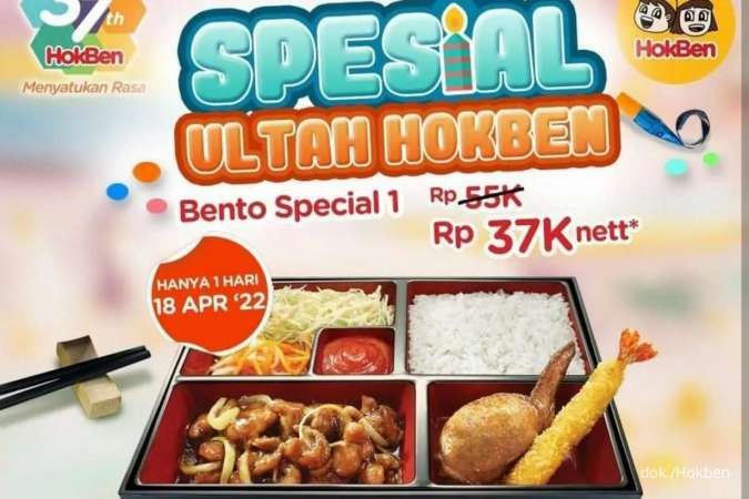 Spesial Ultah Hokben 18 April 2022, Diskon Bento Spesial 1 Harga Lebih Hemat