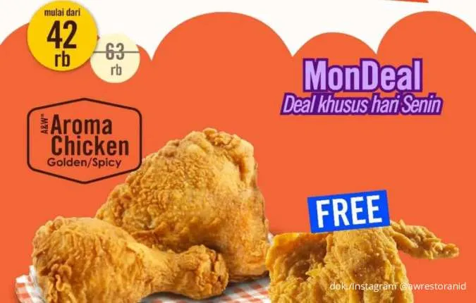 Promo A&W Tiap Senin September 2025, 2 Ayam dan Gratis Chicken Wing Mulai Rp 42.000