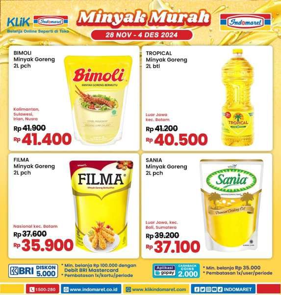 Promo Minyak Goreng Murah di Indomaret 28 November-4 Desember 2024