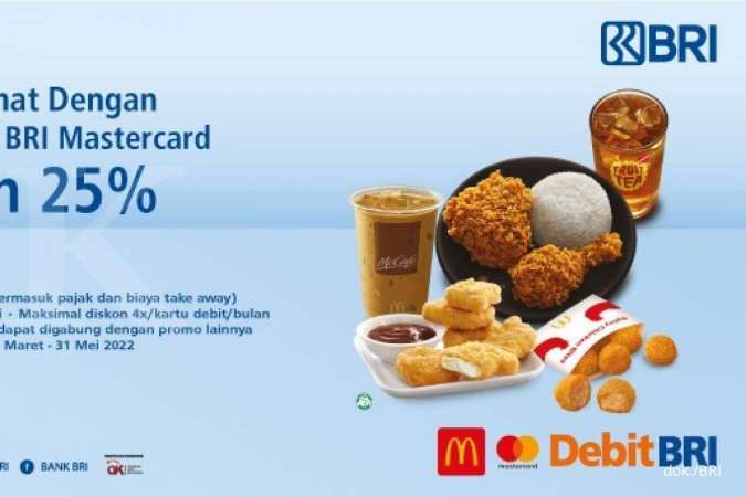Promo BRI di McD 2022, Diskon 25% Pakai Kartu Debit BRI Mastercard