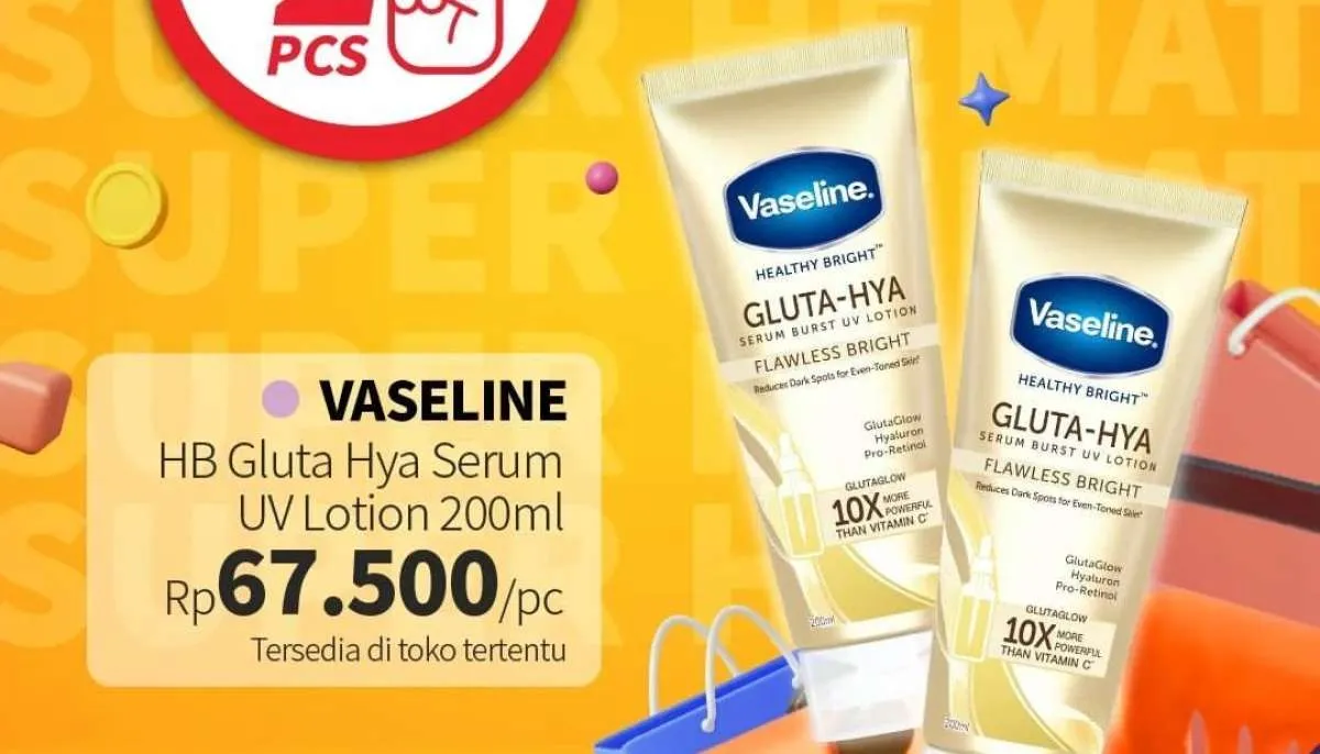 Promo Guardian Super Hemat 9-22 Mei 2024, Tambah Rp 1.000 Dapat 2 Vaseline Gluta-Hya
