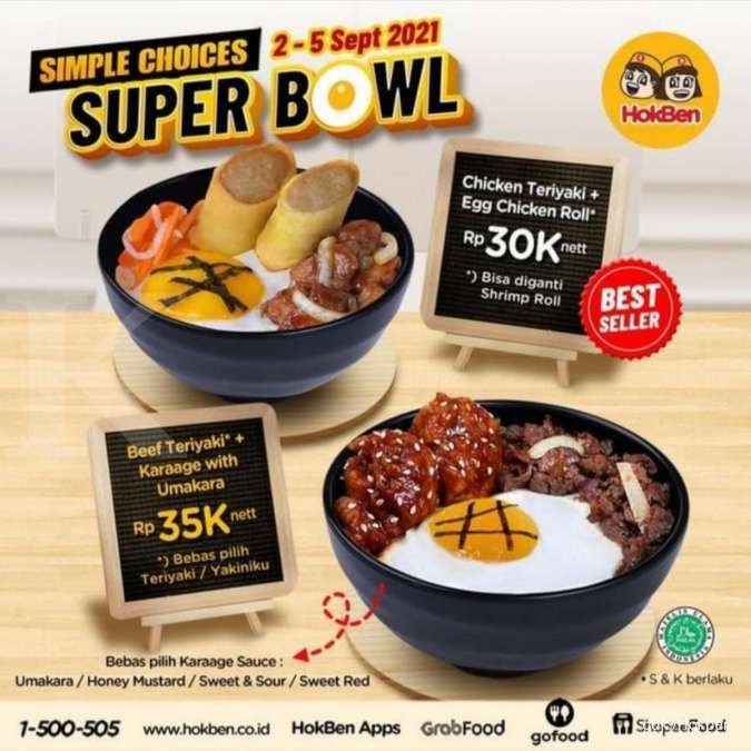 Promo Hokben 2-5 September 2021, Simple Choices Super Bowl Rp 30.000-an