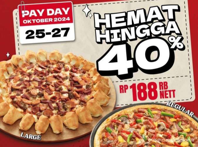 Promo Payday Pizza Hut x BCA 25-27 Oktober 2024, Hemat 40% 2 Pizza Large & Regular