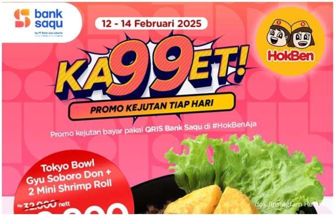 Promo Hokben Super Hemat Hanya Rp 9.900 Dapat 2 Menu, Hingga 14 Februari 2025 Saja