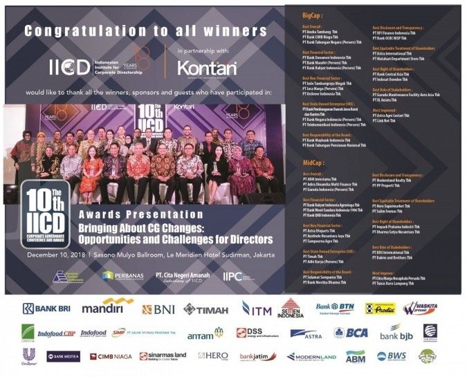 IICD CG Award 2018 Bentuk Konsistensi Mendorong Praktik Terbaik dari GCG di Indonesia