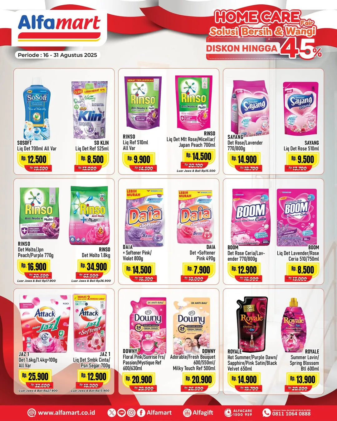 Promo Alfamart Home Care Diskon s/d 45% Periode 16-31 Agustus 2025