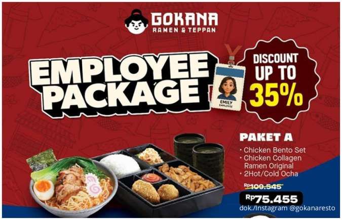 Promo Gokana Employee Package Senin-Jumat, Pilih Paket Favorit Diskon sampai 35%