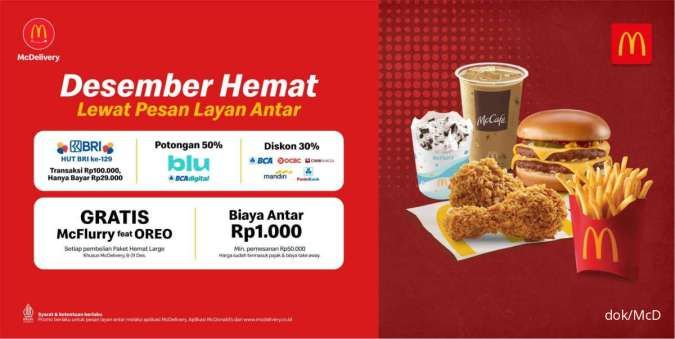 6 Promo McD Desember 2024: Diskon di Bank, Gratis Menu Tertentu, Biaya Antar Rp 1.000