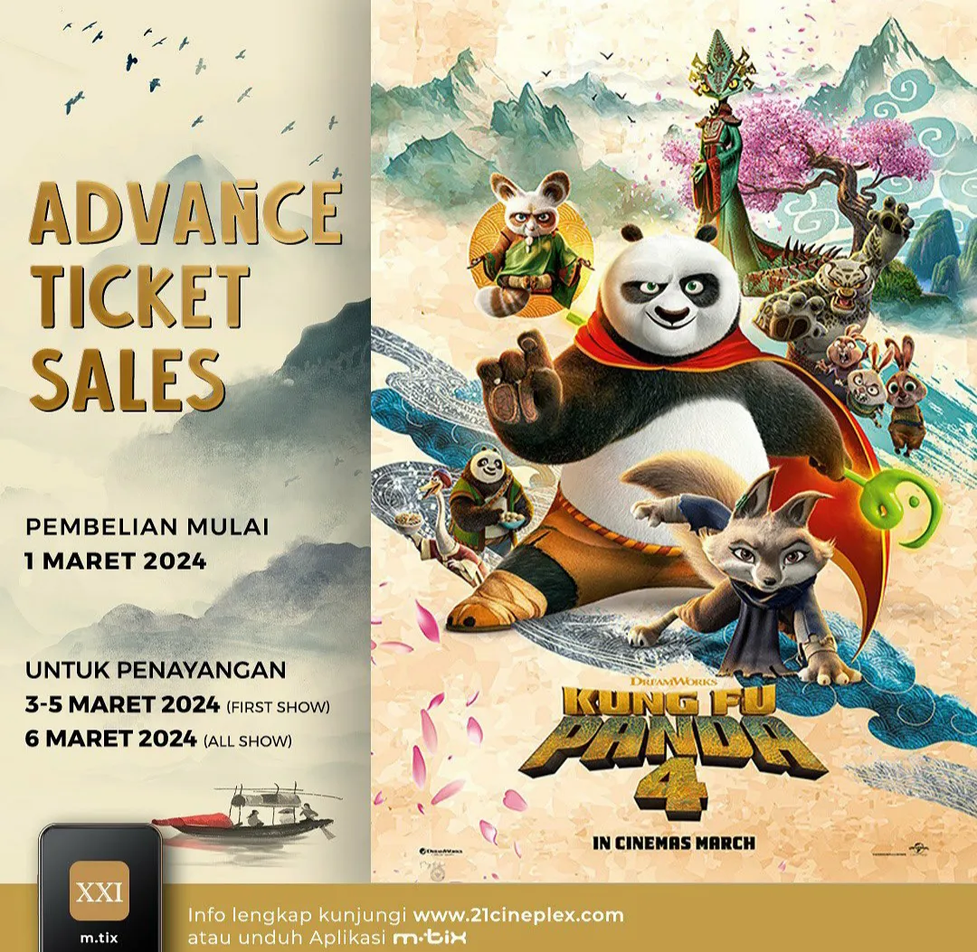 Advance ticket sales film Kung Fu Panda 4 di Cinema XXI