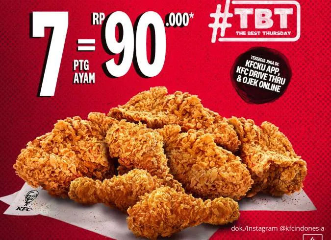 Hanya di Hari Kamis, Dapatkan Promo KFC Paket 7 Ayam Goreng Cuma Rp 90.000