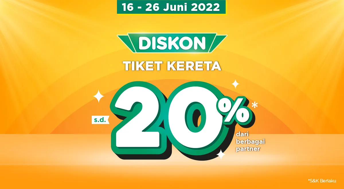 Promo Pegi Vaganza Hingga 26 Juni 2022, Diskon Tiket Kereta s.d 20% Berbagai Bank