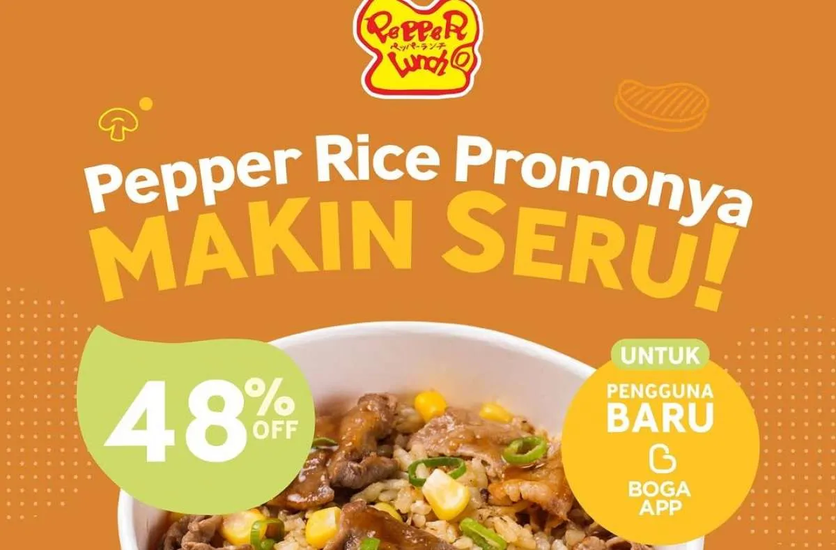 Promo Pepper Lunch di Boga App, Diskon 48% Bagi Pengguna Baru