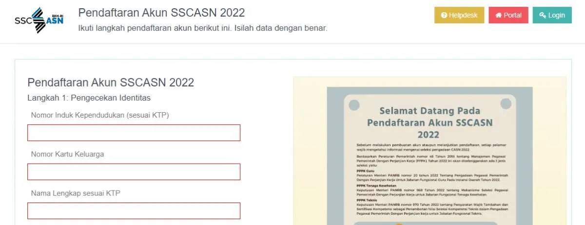 Buka Sscasn.bkn.go.id untuk Buat Akun PPPK 2022, Bergini Caranya