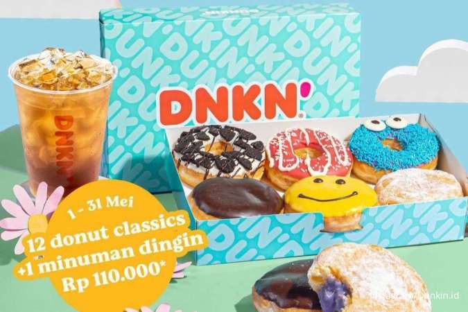 Promo Dunkin 1-31 Mei 2023, Beli 12 Donat dan 1 Minuman Hemat Tanpa DD Card