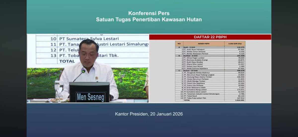 Izin 28 Perusahaan Dicabut Imbas Bencana Sumatra