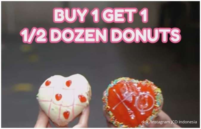 Promo JCO Val's Day Buy 1 Get 1 1/2 Dozen Donuts, Hanya Hari Ini 15 Februari 2025