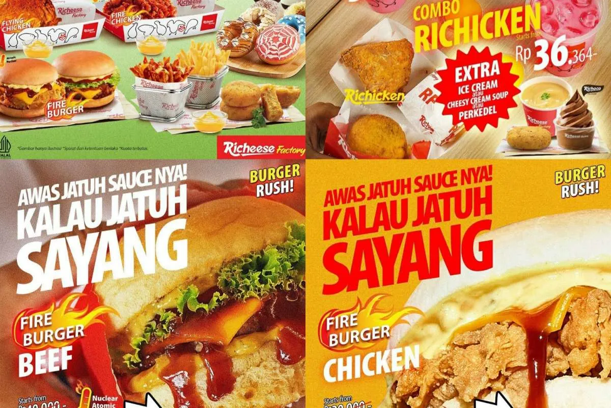 Promo Richeese Factory Terbaru 2023: Diskon 15% GrabFood-Burger Rush Rp 24.545