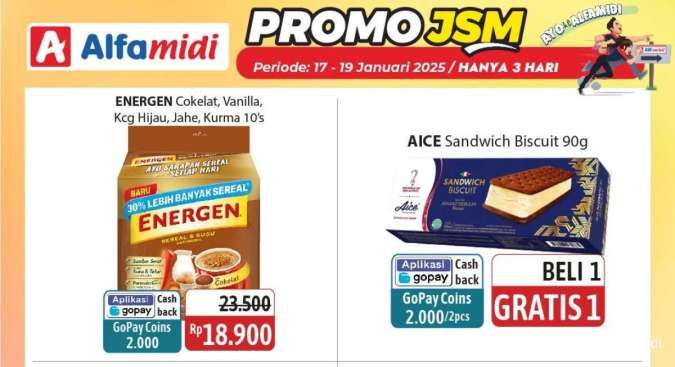 Katalog Promo JSM Alfamidi Periode 17-19 Januari 2025, Beli 1 Gratis 1 Es Krim Aice