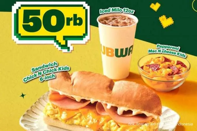 Promo Subway Hari Anak Nasional 22-31 Juli 2025, Kids Meal Combo Cuma Rp 50.000