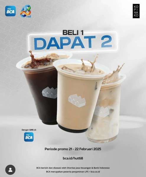 Promo HUT BCA 68 di Kopi Nako 21-22 Februari 2025 