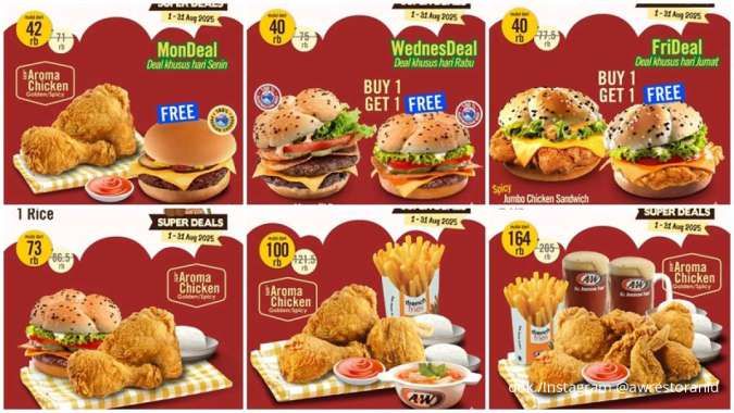 Daftar Promo A&W Senin-Minggu Periode Agustus 2025, Mulai Rp 40.000-an Saja