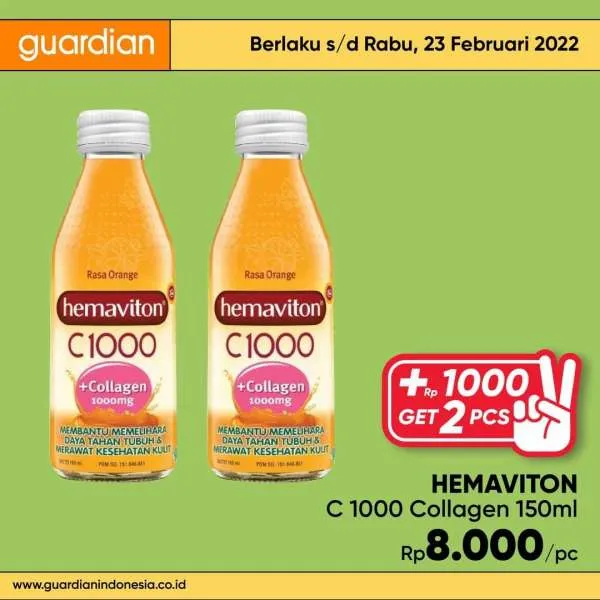 Promo Guardian +1000 Get 2 Pcs Periode 17-23 Februari 2022