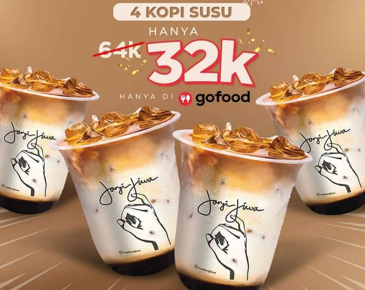Promo Terbatas Janji Jiwa (31/12), Beli Paket 4 Kopi Susu via GoFood Cuma Rp 32.000