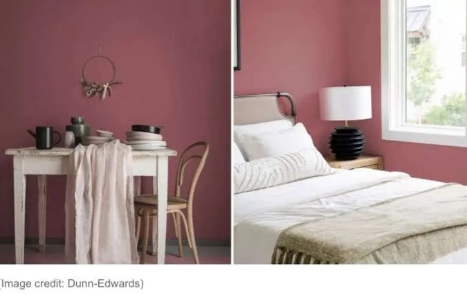 kamar tidur dan ruang makan pink dusty terra rosa
