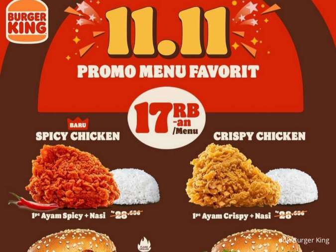 Promo 11.11 Burger King Hari Ini (12/11), Diskon 20% via BCA hingga Menu Rp 17.000