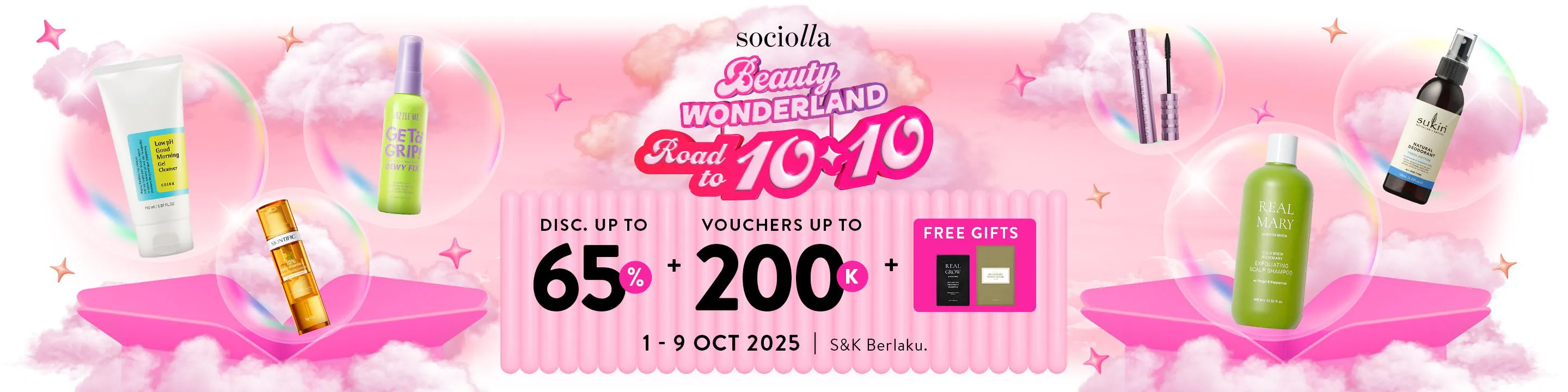 Promo Sociolla Road to 10.10 Diskon s/d 65% Periode 1-9 Oktober 2025