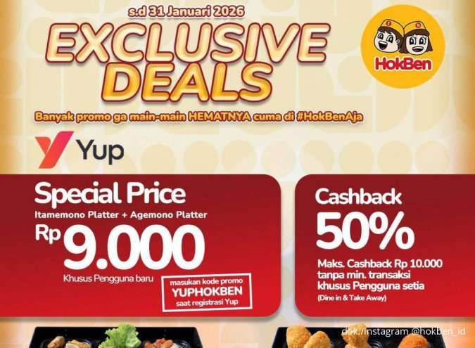 Promo HokBen dengan Yup Januari 2026, Dapatkan Harga Rp 9.000 untuk Pengguna Baru
