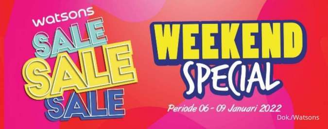 Katalog Promo Watsons Sale Weekend Spesial Diskon hingga 50% Periode 6-9 Januari 2022