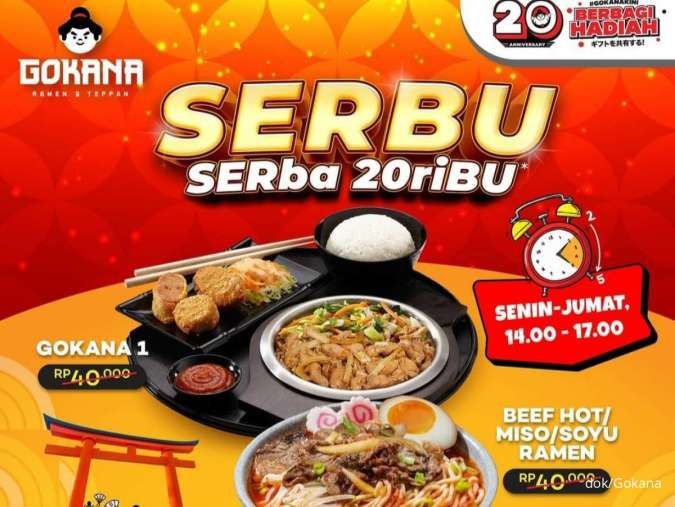 Promo Gokana Oktober 2024, Paket Serba Rp 20.000 di Jam Tertentu