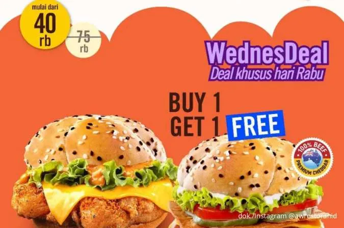 Promo A&W Tiap Rabu September 2025, Buy 1 Get 1 Burger Spesial Mulai Rp 40.000
