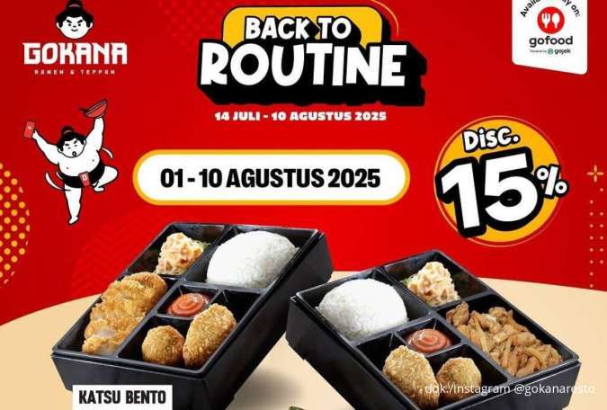 Promo Gokana Back to Routine 1-10 Agustus, Pilih 3 Menu Favorit Diskon 15%