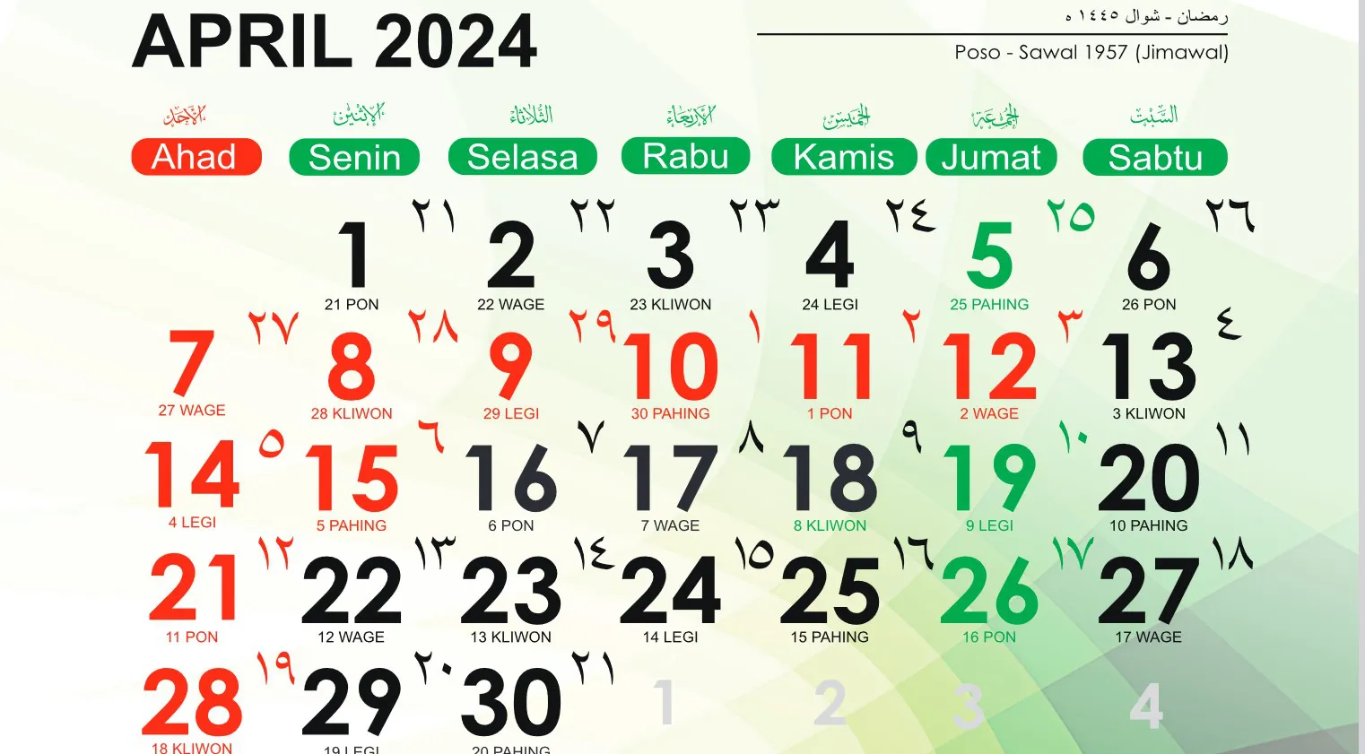 Kalender April 2024