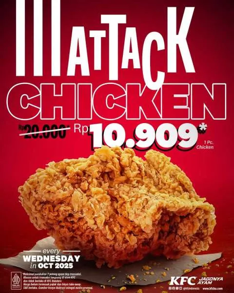 Promo KFC Attack Chicken Tiap Rabu Oktober 2025