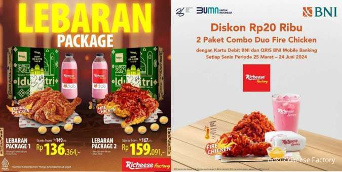 Promo Richeese x BNI, Lebaran Package Diskon Rp 20.000 sampai 24 Juni 2024